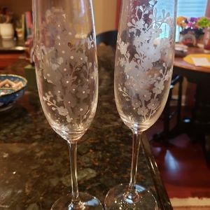 Lenox Opal Innocence  Toasting Flutes & cake knife